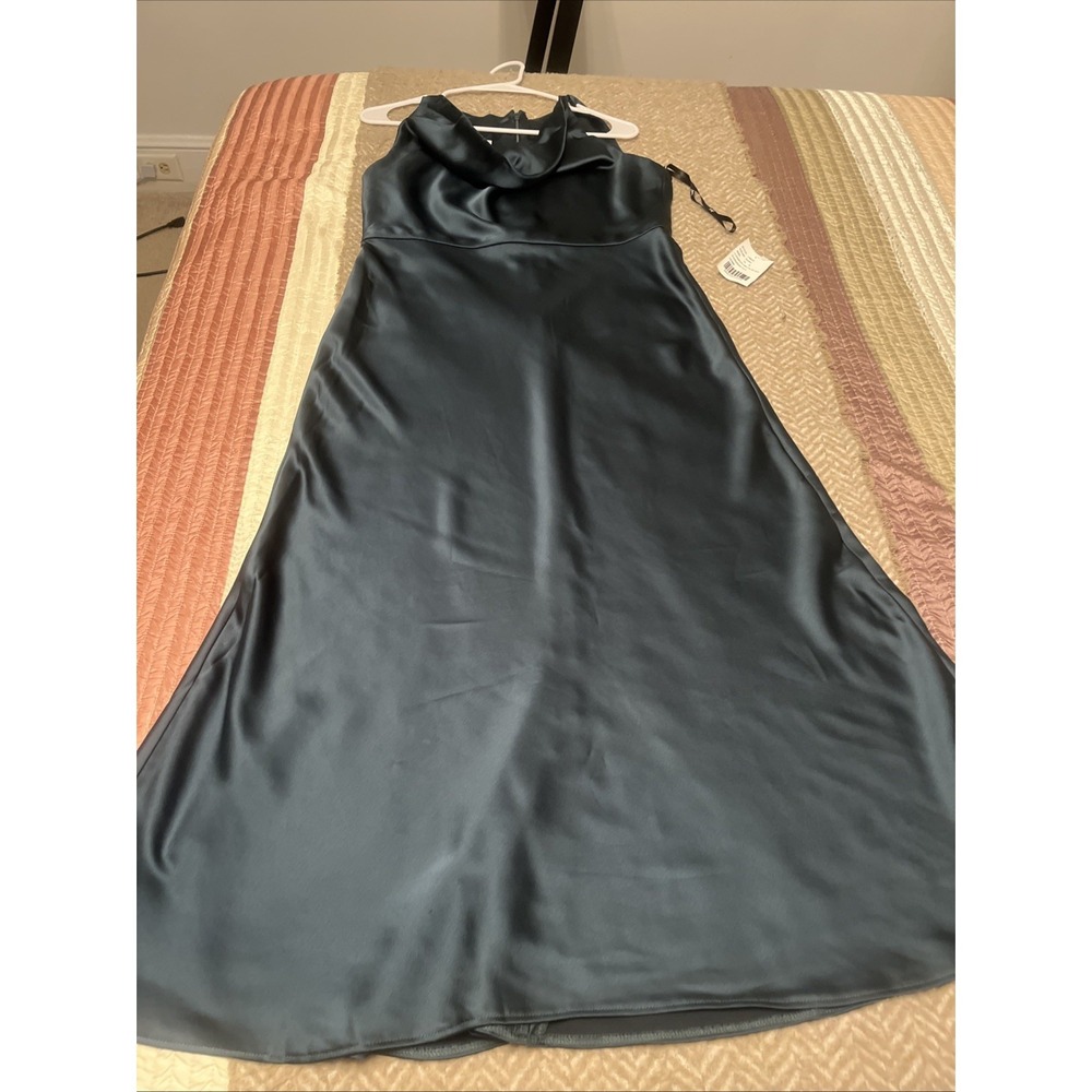 Lovely Vow'd Evergreen Charmeuse Esme Cowl Maxi Dress Green Womens 12 LB003 NWT